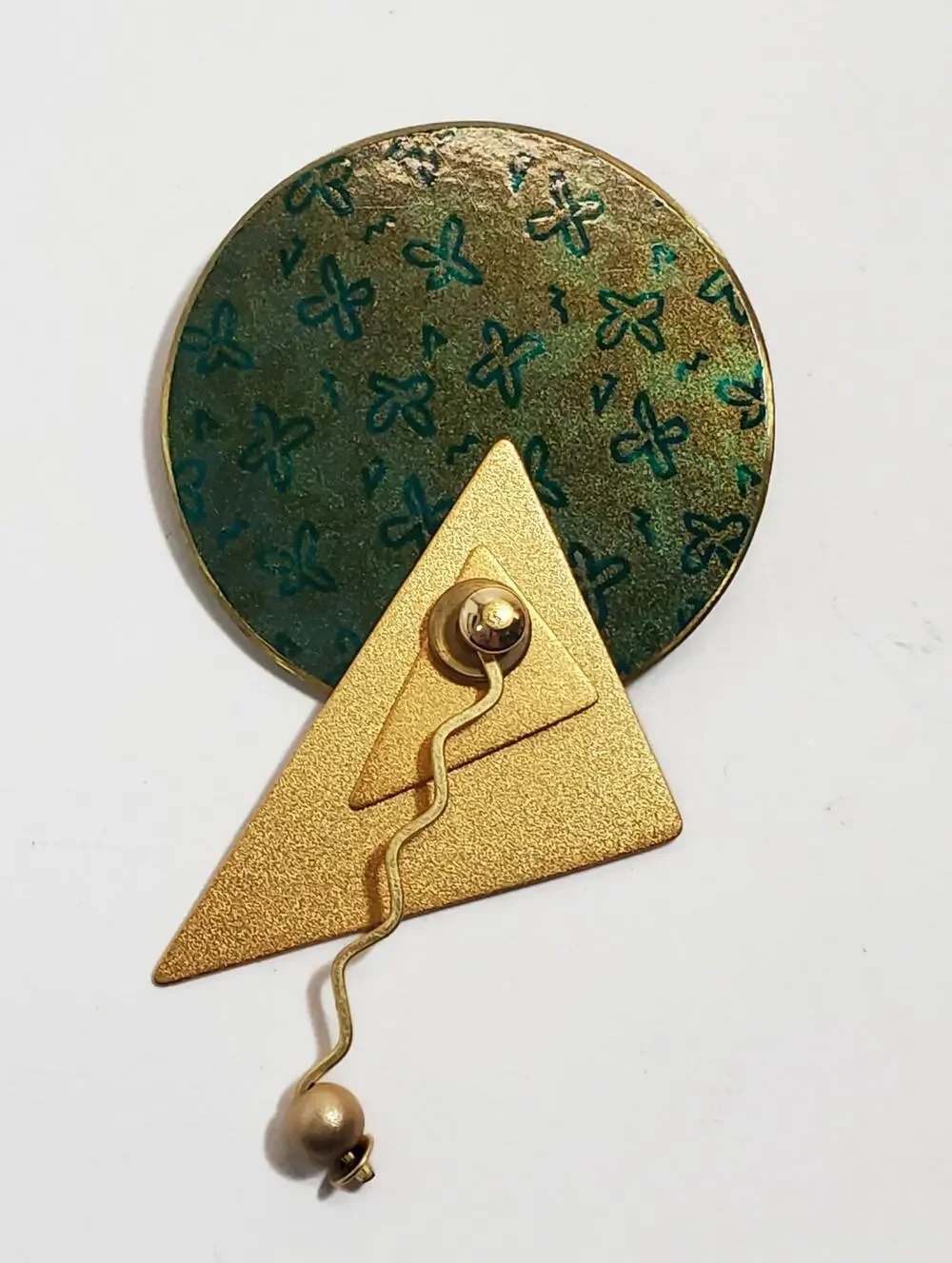 Vintage Kinetic Geometric Brass Pin Brooch